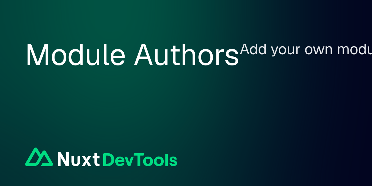 Module Authors - Nuxt DevTools